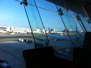 a view of an airport from a window