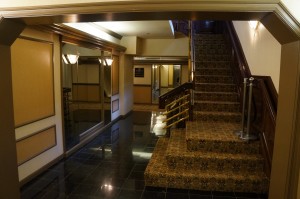 a staircase in a building