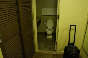 a toilet in a bathroom