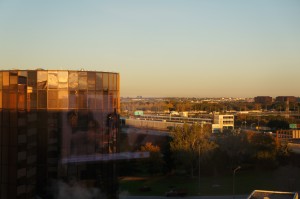 a view of a city from a window