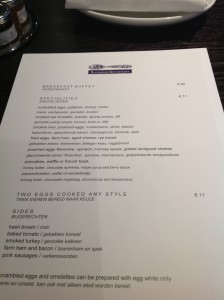 a menu on a table