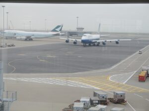 a plane on the runway