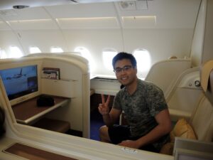 a man sitting in an airplane