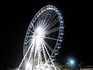 a ferris wheel at night