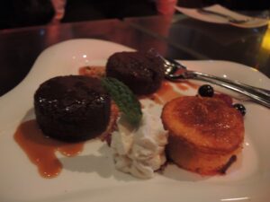 a plate of dessert with a fork
