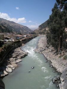 a river flowing through a valley