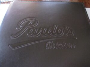 a close up of a menu