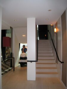 a person standing on a staircase
