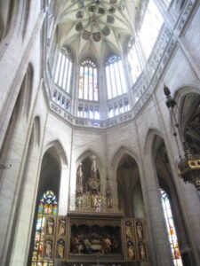 a high angle view of a church