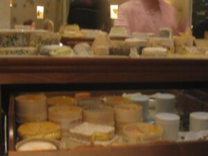 a display case with food on it
