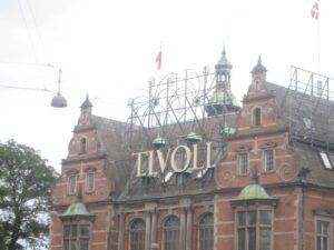 a building with a sign on top