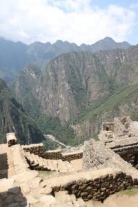 a stone stairs leading to a mountain