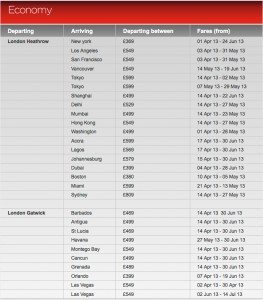a screenshot of a flight schedule