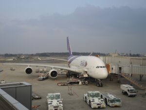 an airplane parked at an airport