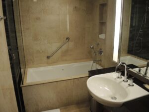 a bathroom with a sink and a bathtub