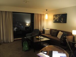 a room with a couch and a coffee table