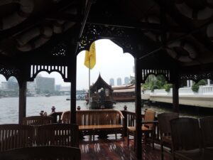 a view of a boat from a boathouse