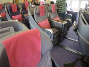a row of seats on an airplane