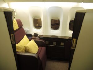 a seat in an airplane