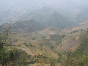 a high angle view of a valley