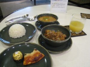 a table with plates of food