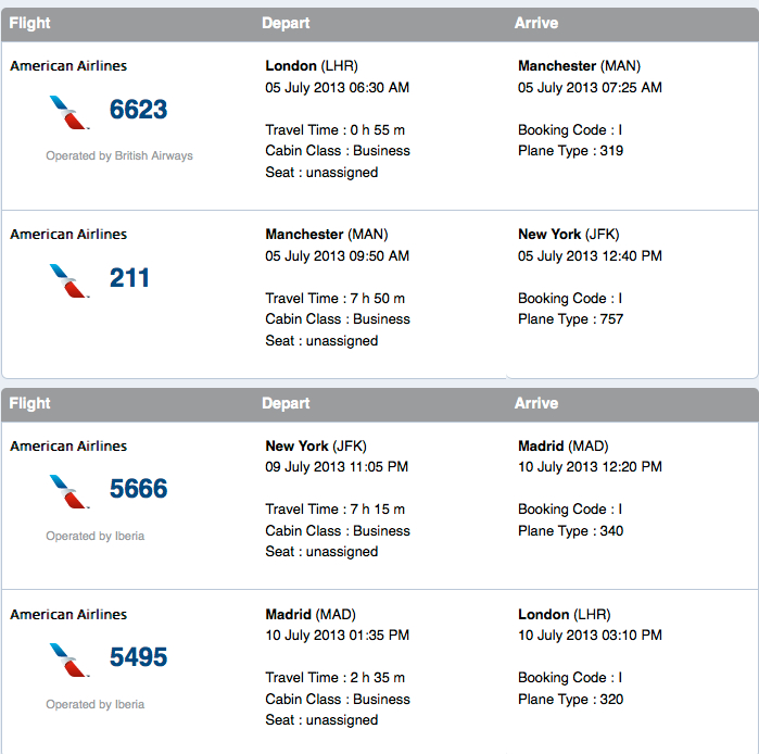 a screenshot of a flight schedule