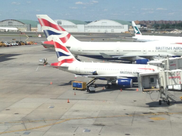 airplanes parked at an airport