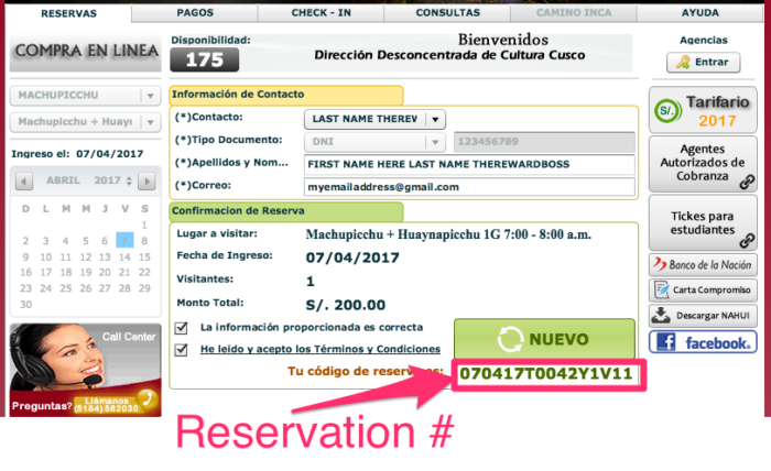 Machu Picchu Ticket Reservation Part 2