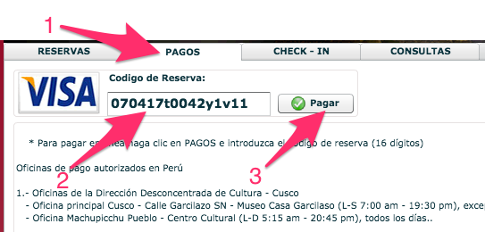 Enter Reservation Code - Machu Picchu Tickets
