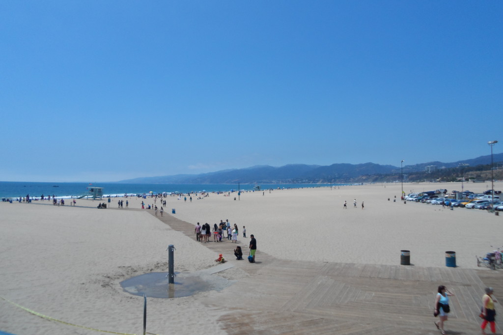 a group of people on a beach