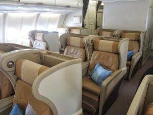 a row of seats in an airplane