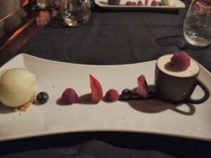 a plate with desserts on it
