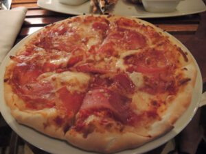 a pizza on a plate