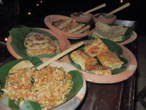 several plates of food on a table