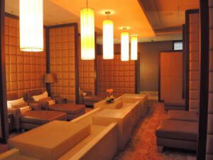 a room with a couch and a table