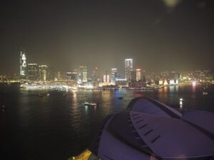 a city skyline at night