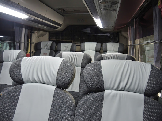a group of seats in a bus