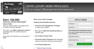 Citi Exec AA 100k Application