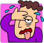 a cartoon of a man with his tongue out