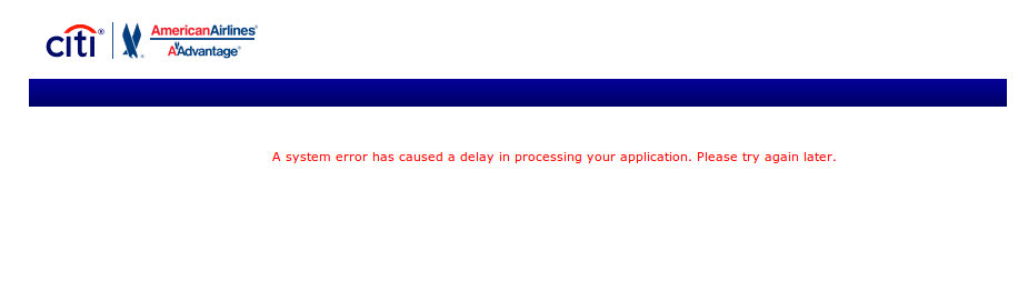 Citi AA 100k Link error message 7-11-14