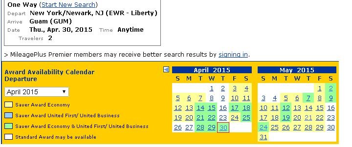 GUAM saver award availability 1