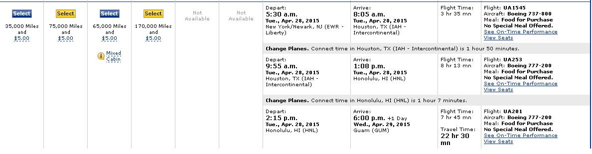 GUAM saver award availability 2