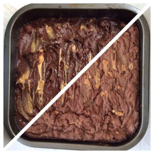 a brownie in a pan