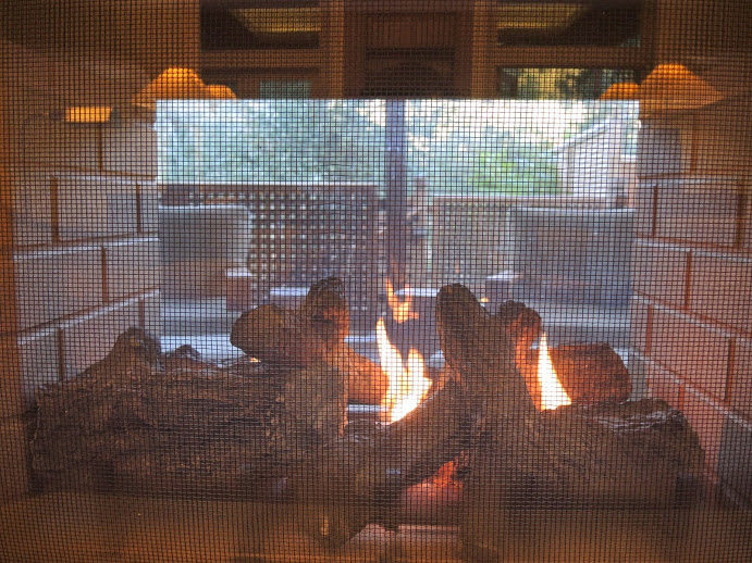 a fire in a fireplace