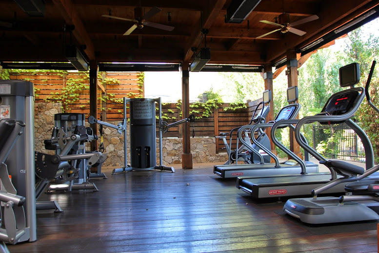 a room with exercise equipment