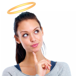 a woman with a halo above her head