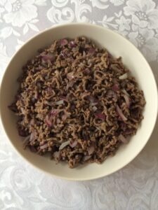 a bowl of food on a table