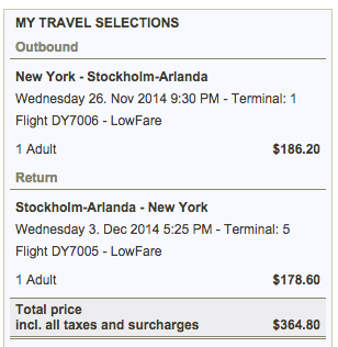 NYC - Stockholm - Fare Sale
