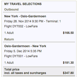 NYC to Oslo Fare Sale Norwegian