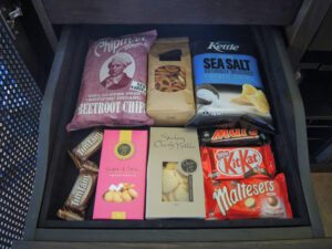 a drawer full of snacks